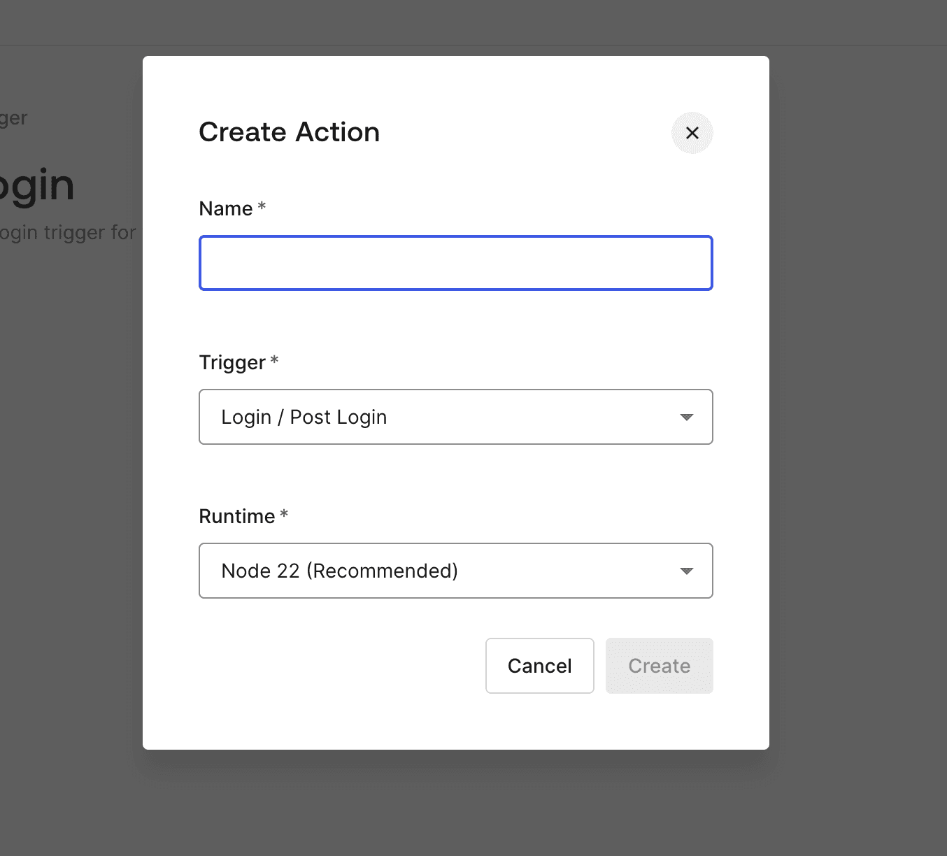 creating action